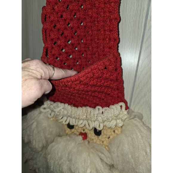 VTG Macrame Santa Claus Face Wall/Door Hanging Christmas Décor 36" Pocket Cards. - Picture 7 of 7